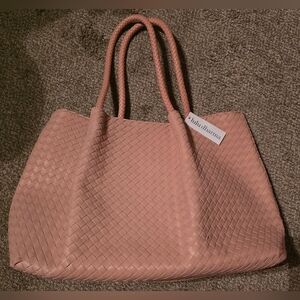 Lulu Dharma Pink Woven Vegan Leather Tote NWT